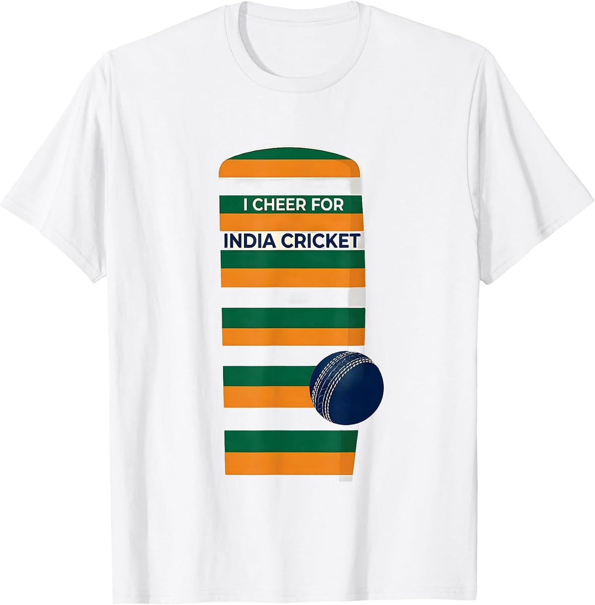 I Cheer for India Cricket Patriotic Indian Cricket Fan T-Shirt - White