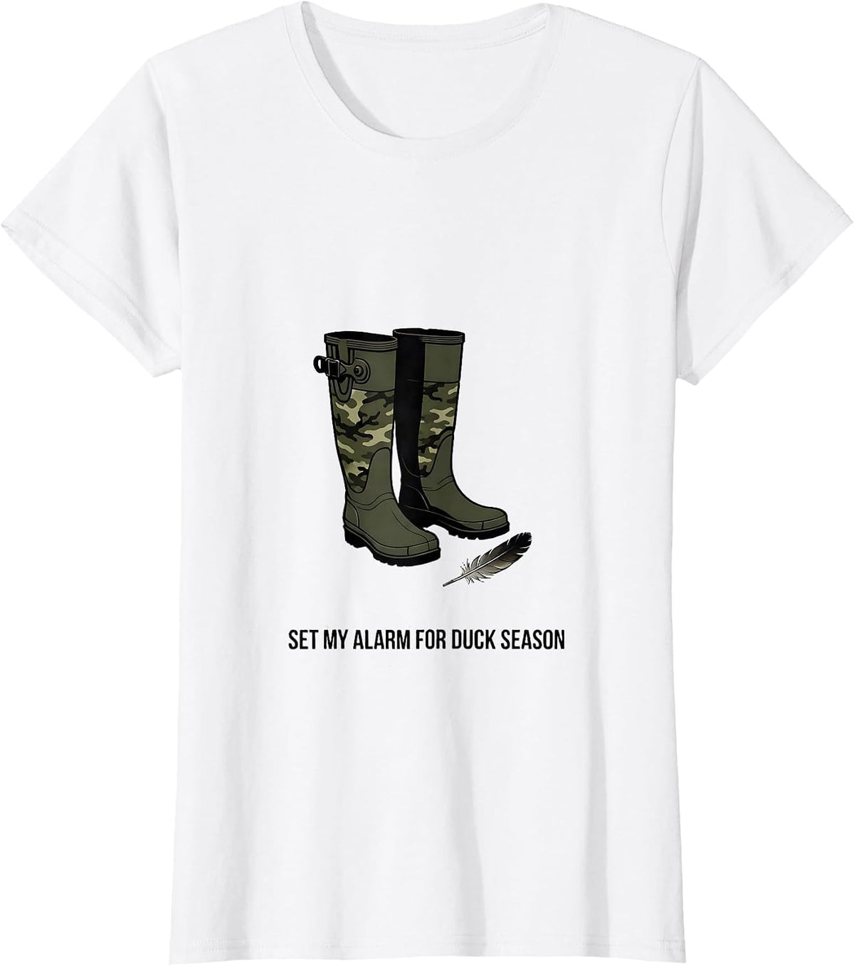 Set My Alarm For Duck Season Camo Hunting Youth Waterfowl T-Shirt - White