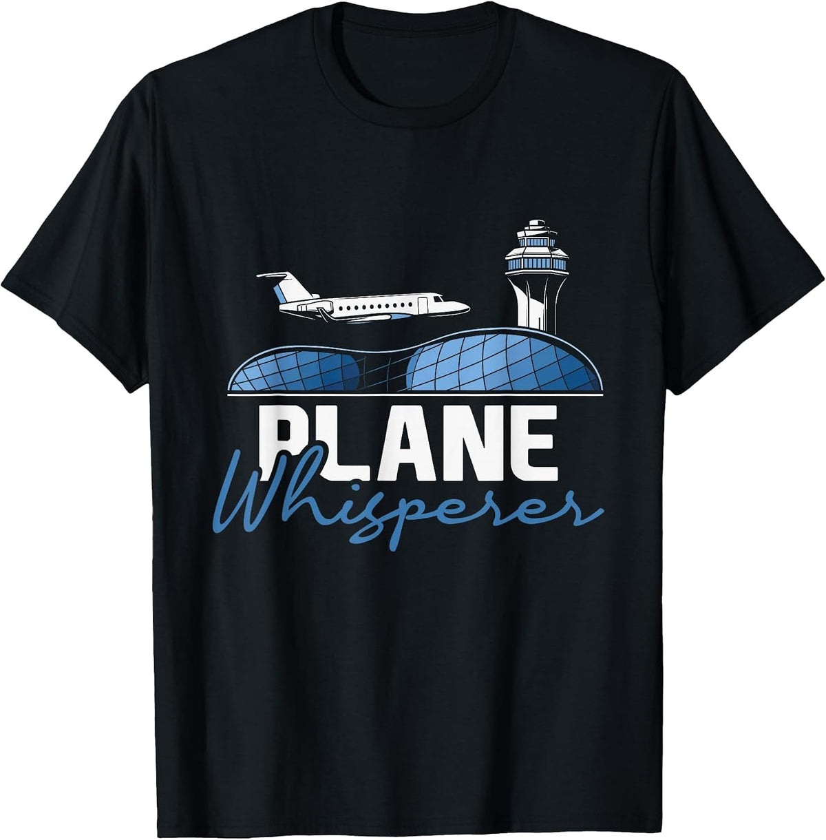 Plane Whisperer - Air Traffic Controller ATC Airfield T-Shirt - Black