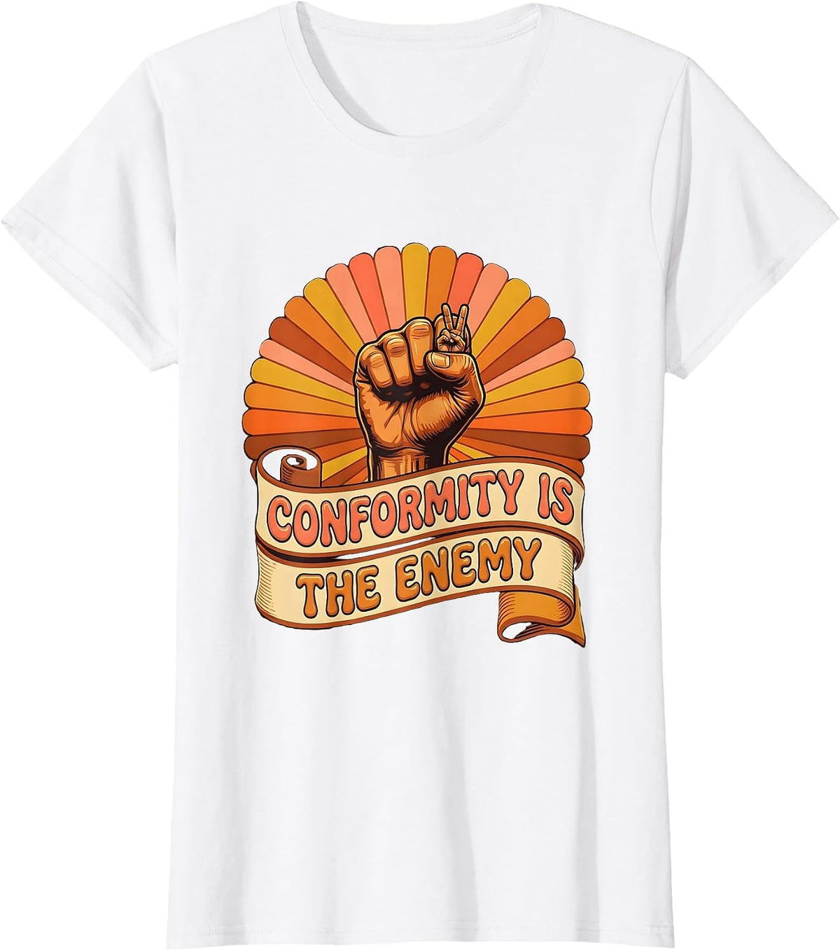 Conformity Is The Enemy Punk Rebellion Design T-Shirt - White