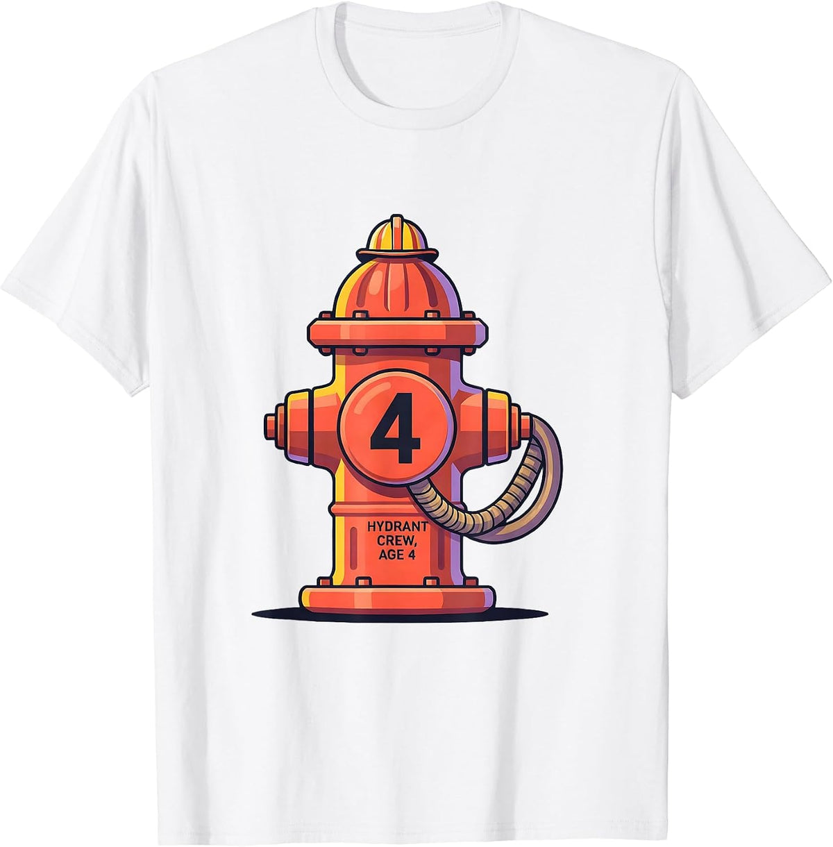 Men's Hydrant Crew Age 4 Flat Vector Firefighter Toddler Kids T-Shirt - White