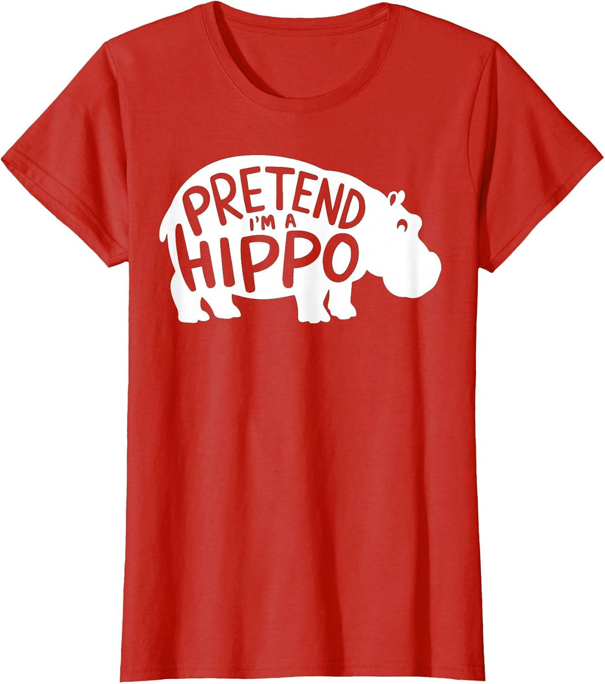 Fun Group Easy Adult Halloween Costumes Pretend I'm A Hippo T-Shirt - Red