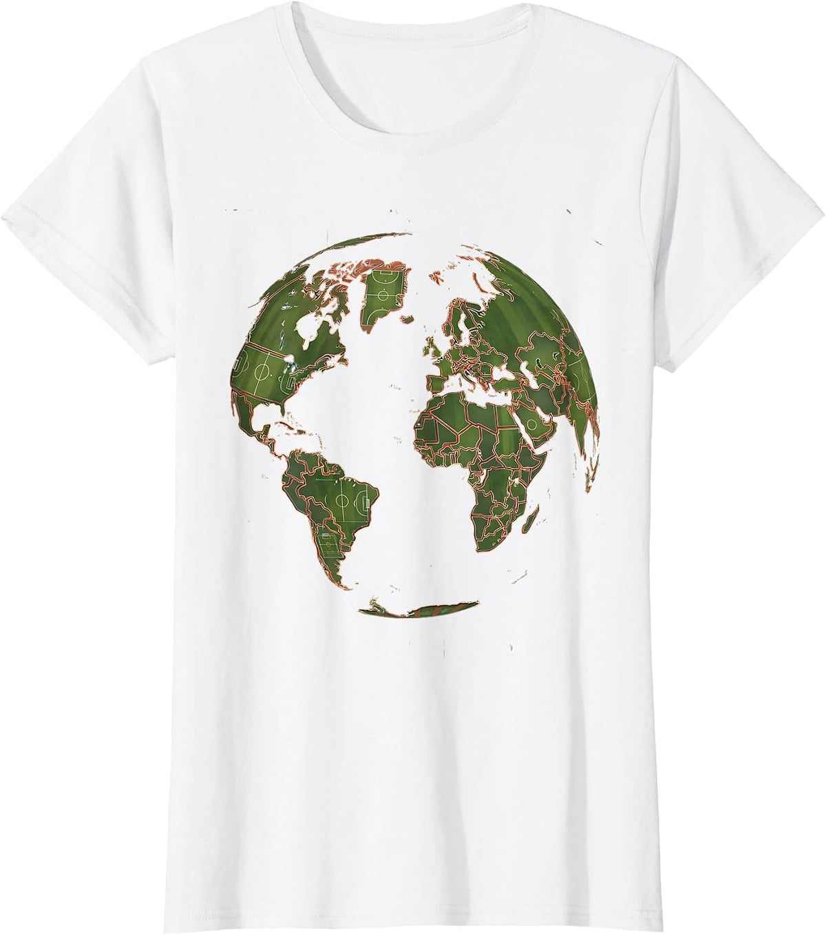 World Map Hockey Field Lines Graphic T-Shirt - White