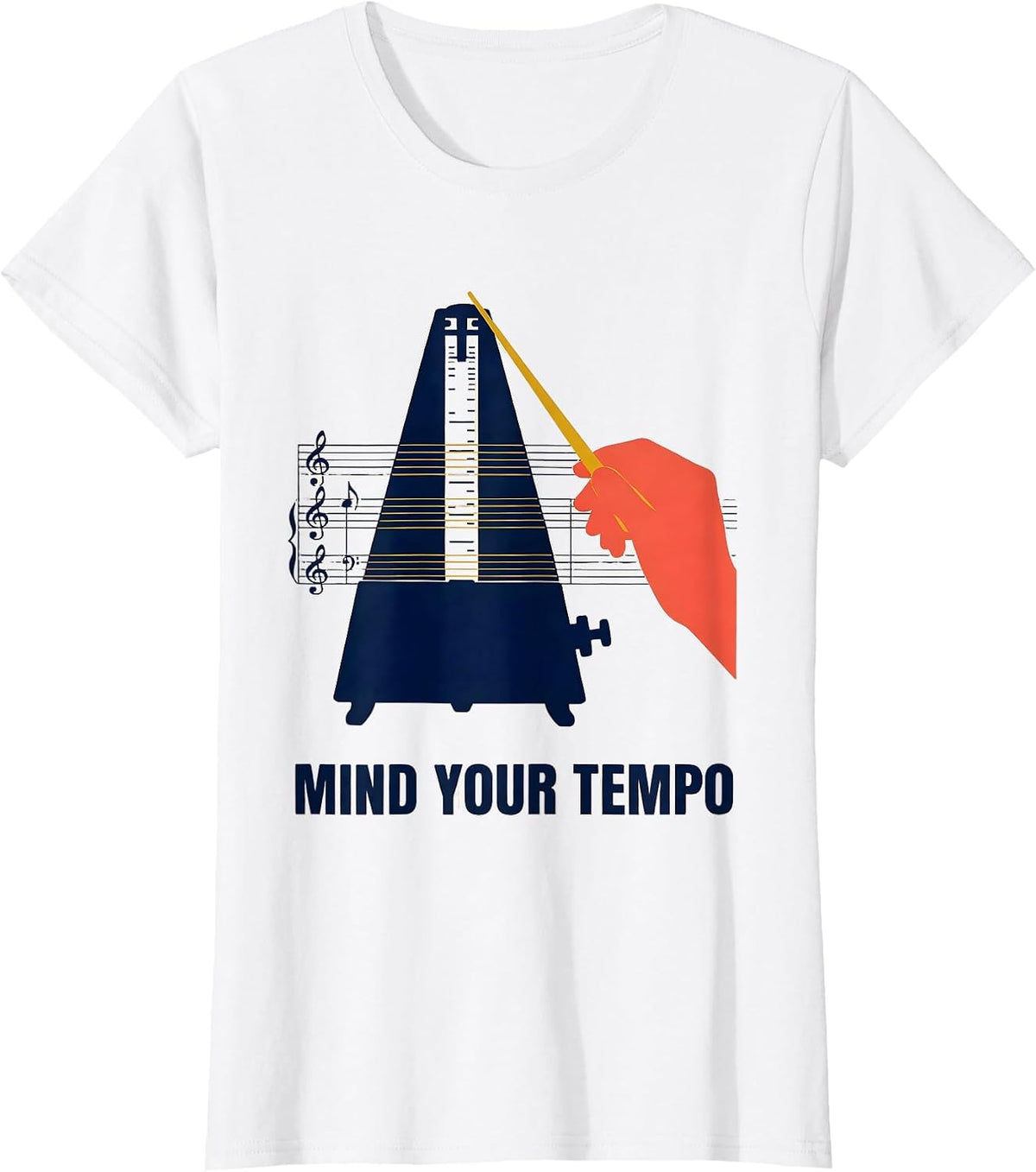 Mind Your Tempo Funny Music Teacher Gift Humor T-Shirt - White