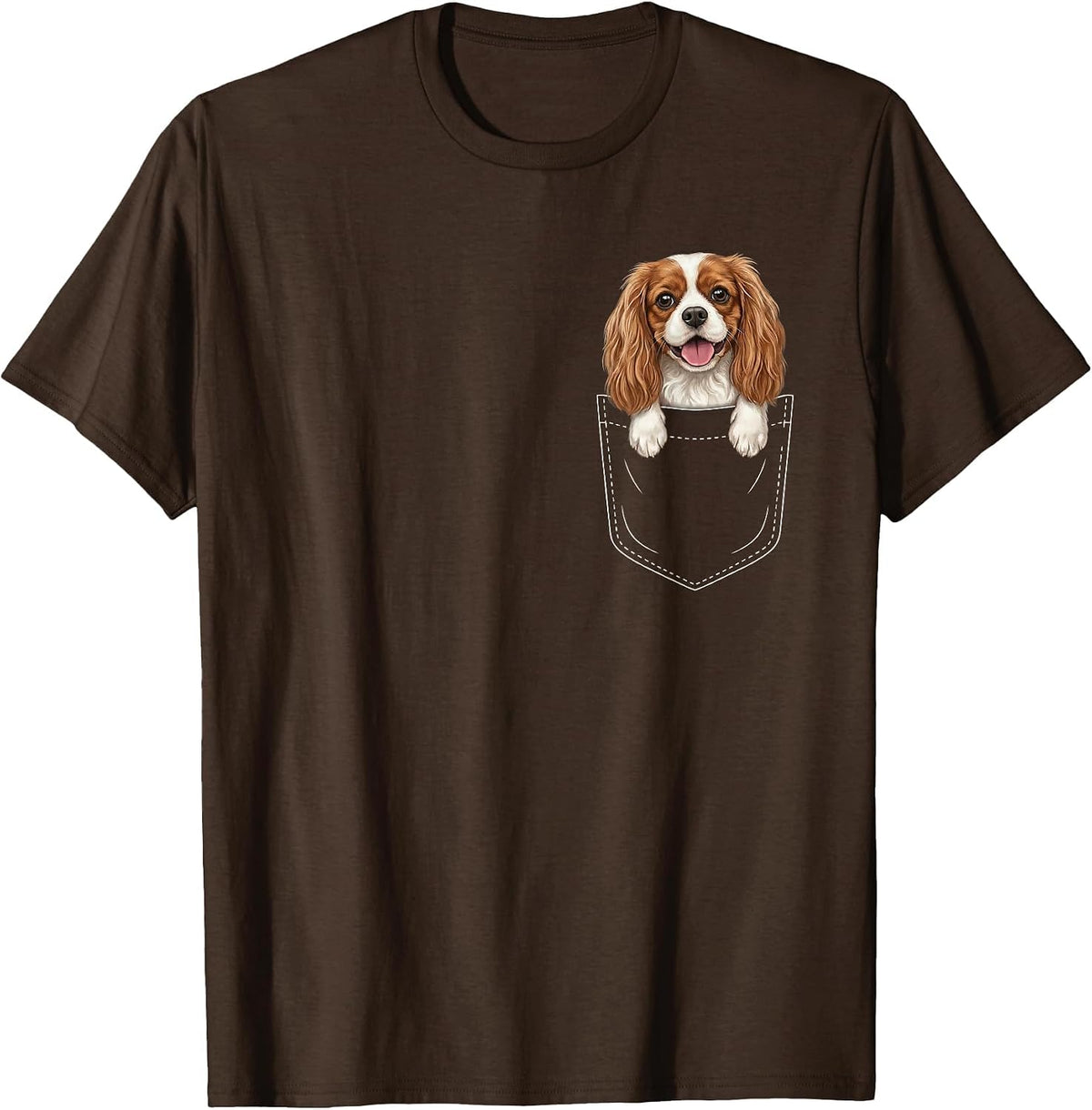 Cavalier King Charles Spaniel Pocket T-Shirt - Brown