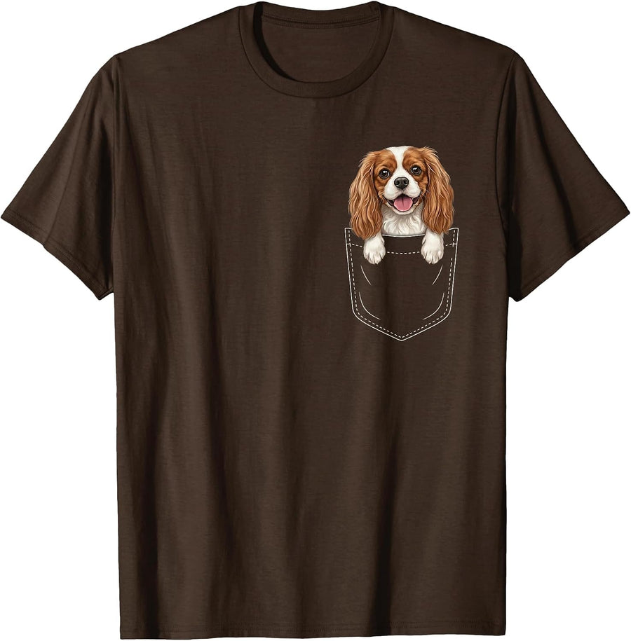 Cavalier King Charles Spaniel Pocket T-Shirt - Brown