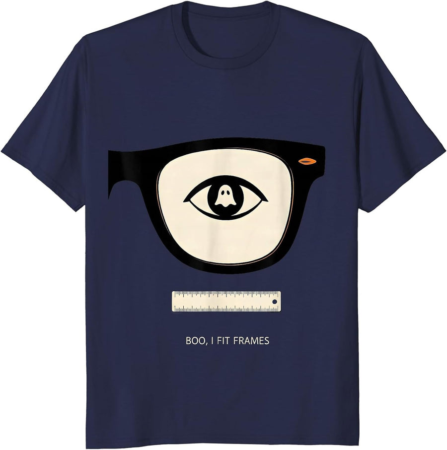 Boo I Fit Frames Funny Optometrist Halloween Eye Doctor T-Shirt - Navy Blue