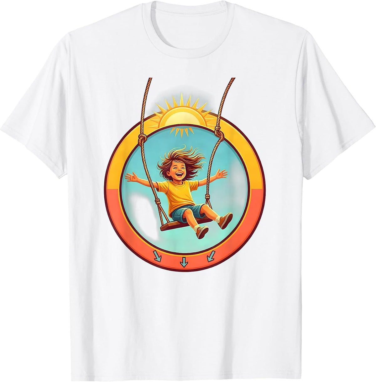 Men's Down Syndrome Awareness Playground Swing Illustration T-Shirt - White