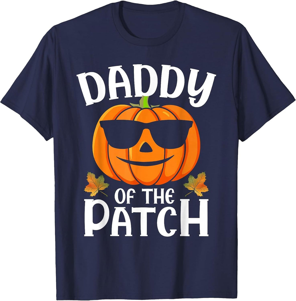 Pumpkin Daddy of The Patch Halloween Family Matching T-Shirt - Navy Blue