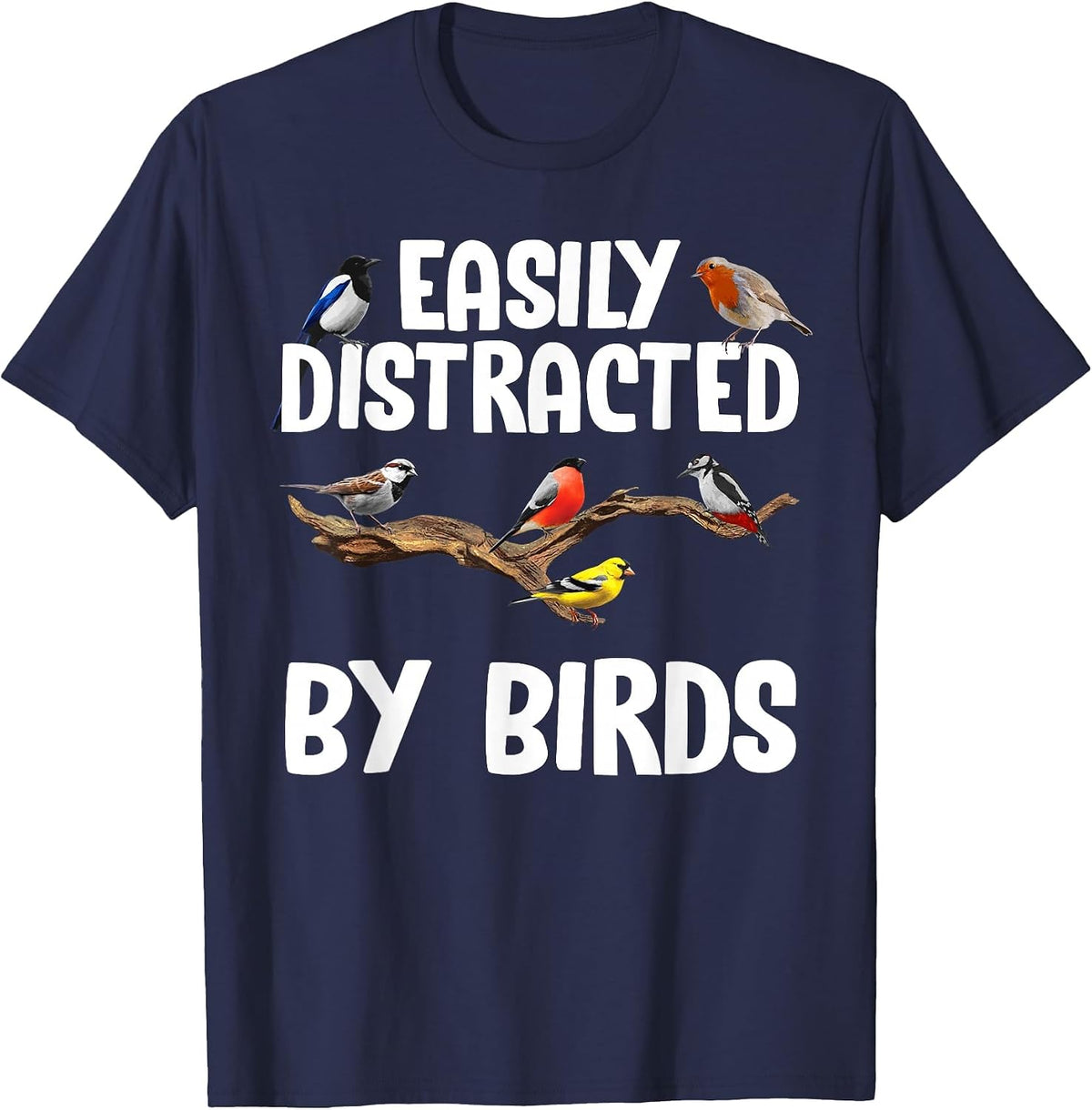 Funny Bird Watching Art for Men Women Kid Birder Birdwatcher T-Shirt - Navy Blue