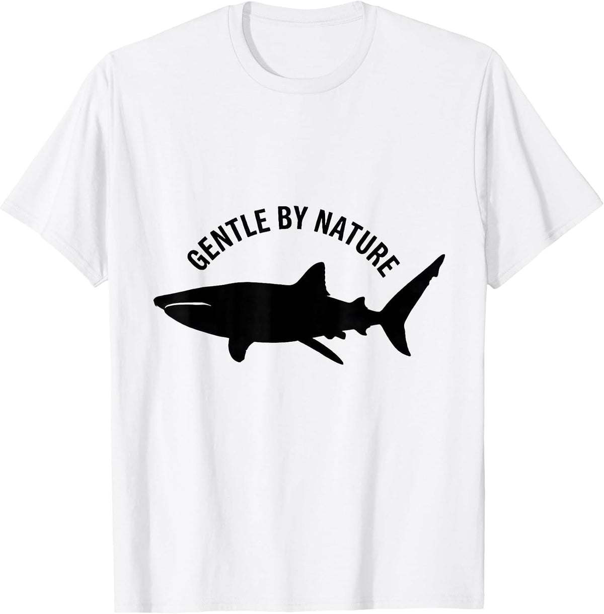 Men's Gentle By Nature Silhouette Whale Shark Marine Wildlife T-Shirt - White