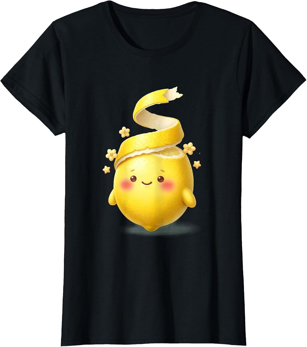 Lemon Peel Spiral Citrus Art Graphic Design T-Shirt - Black