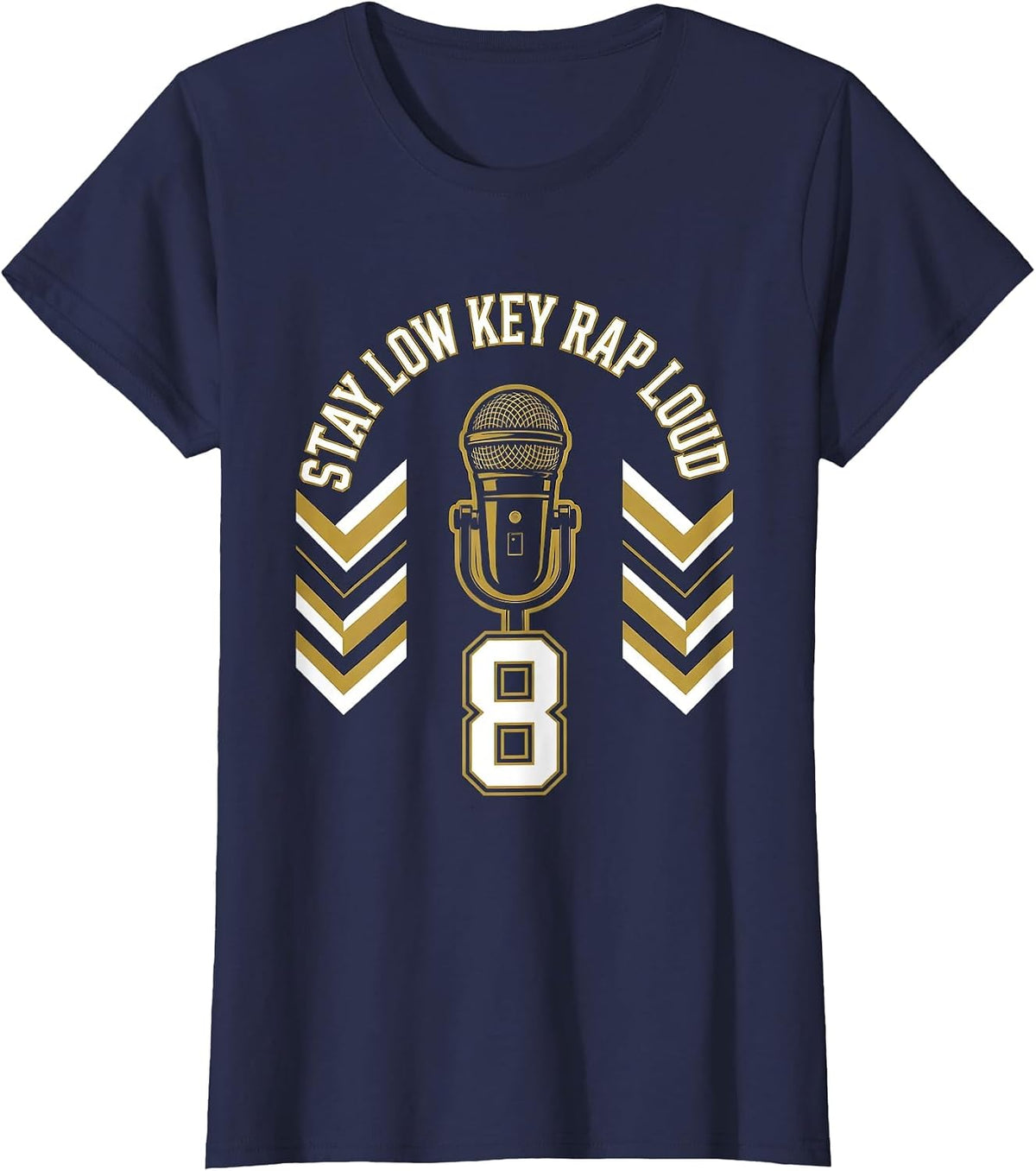 Women's Stay Low Key Rap Loud Hip Hop Graphic Design T-Shirt - Navy Blue