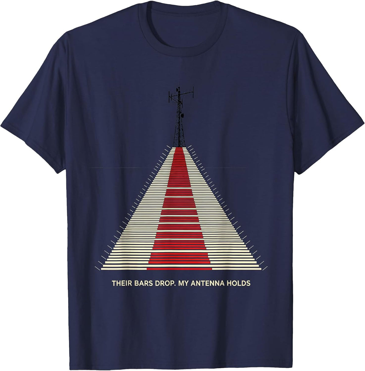 Men's Their Bars Drop My Antenna Holds Funny Ham Radio Operator T-Shirt - Navy Blue