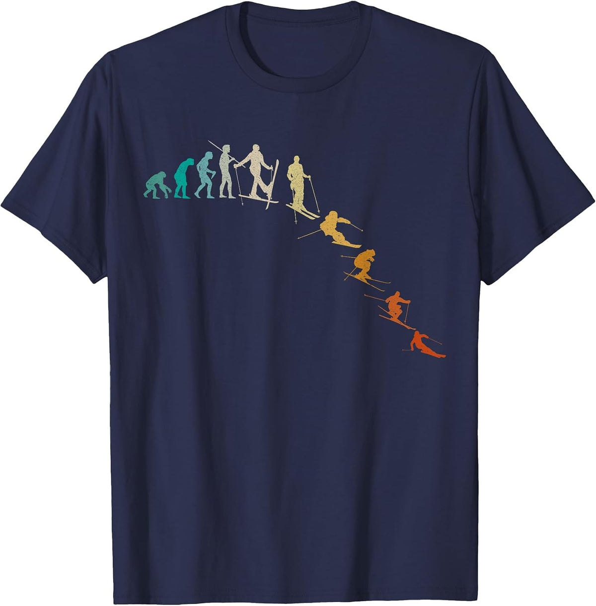 Evolution of Skiing T-Shirt - Navy Blue