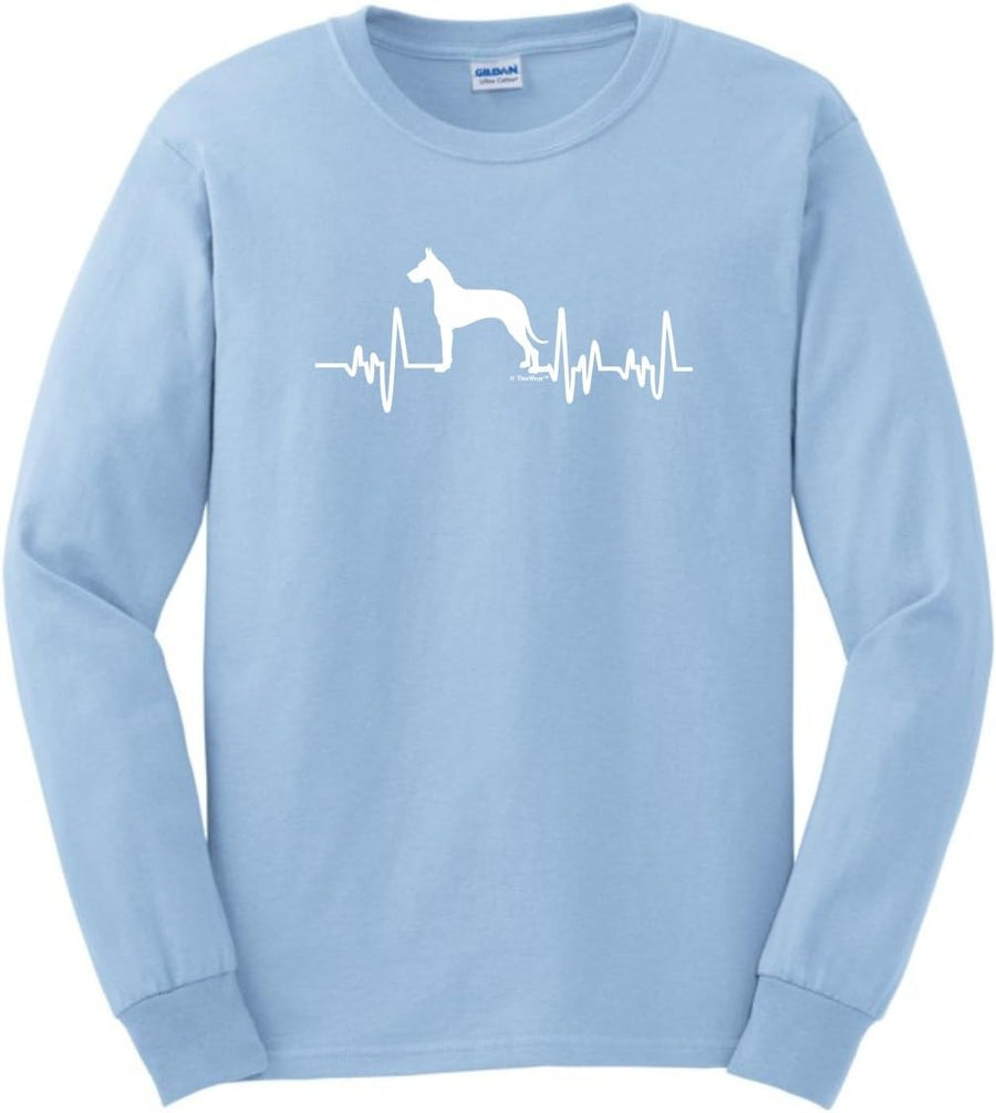 Great Dane Gifts Dog Lover Heartbeat Great Dane Long Sleeve T-Shirt - Light Blue