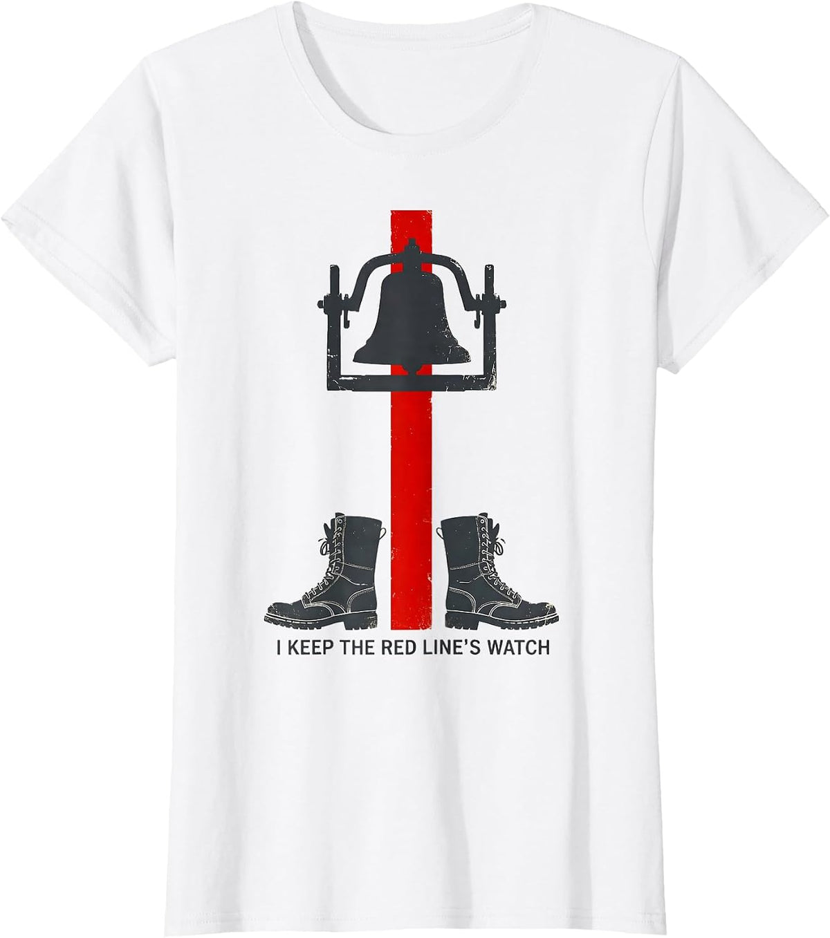 I Keep The Red Line's Watch Vintage Firefighter Christmas T-Shirt - White