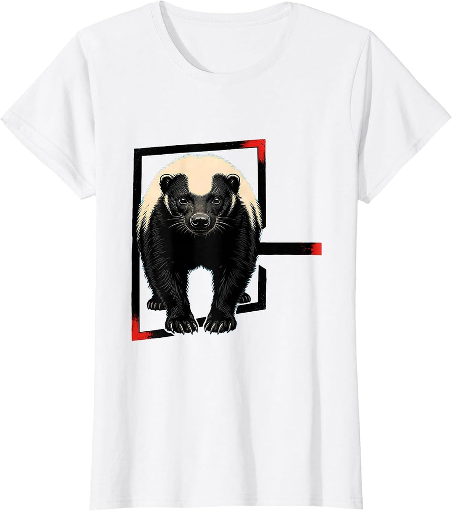 Women's Honey Badger Wildlife Humor Animal Lover Gift T-Shirt - White