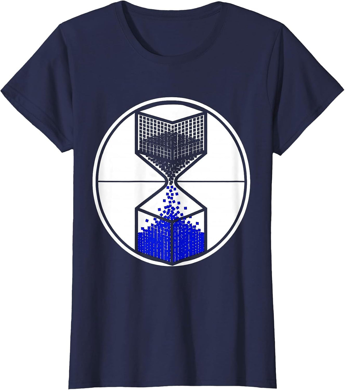 Women's Binary Hourglass Digital Time Graphic Tee T-Shirt - Navy Blue