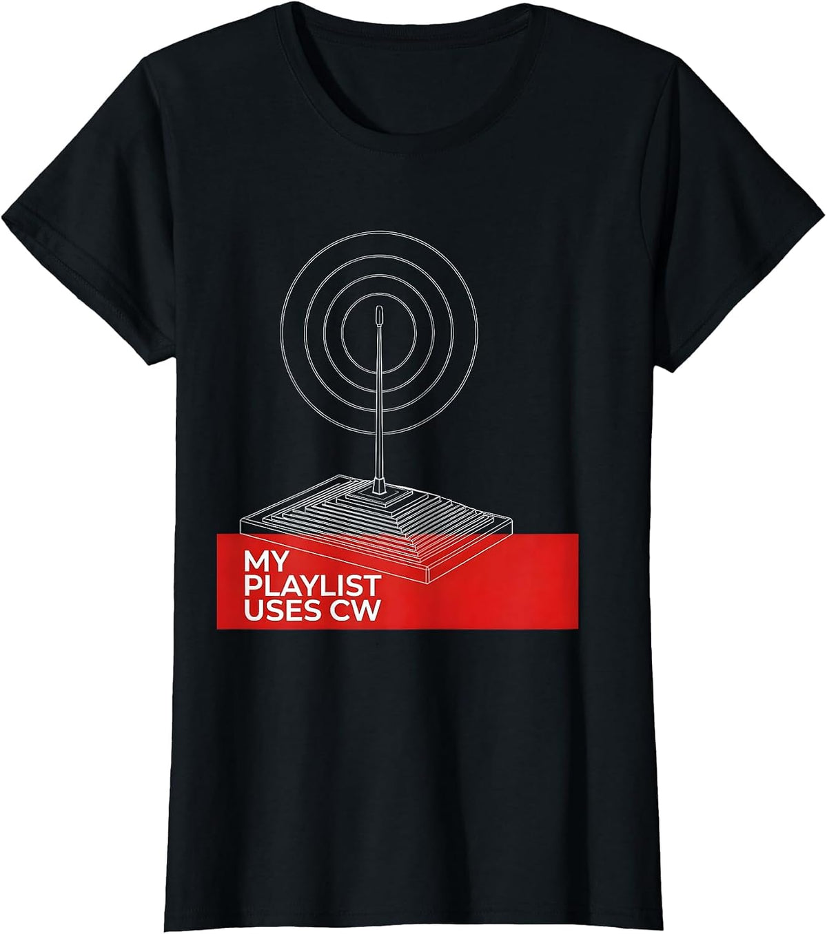 Women's My Playlist Uses CW Funny Ham Radio Operator Humor T-Shirt - Black