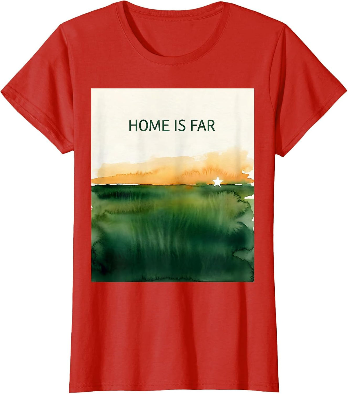 Home Is Far Watercolor Indian Pakistani Independence Day T-Shirt - Red