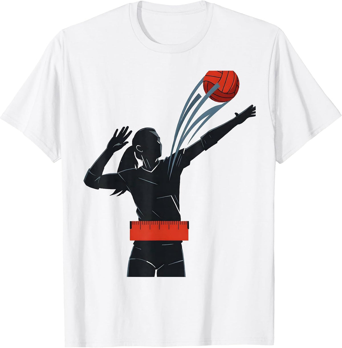 Men's Volleyball Server Burst Editorial Conceptual Teen Athlete T-Shirt - White