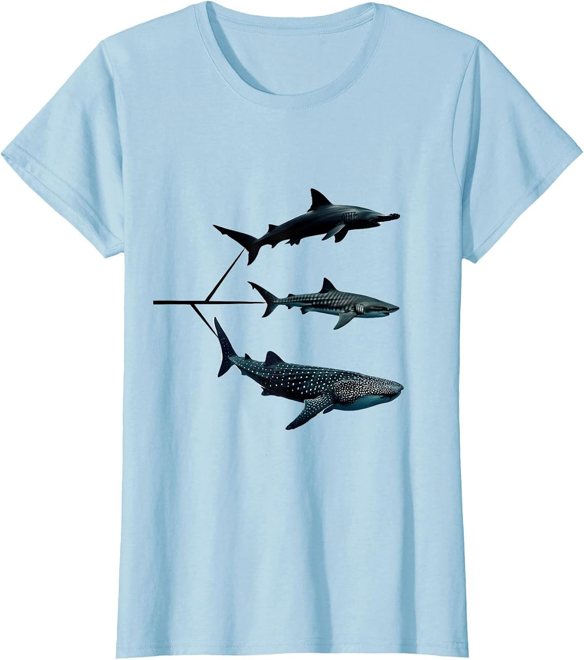 Shark Species Minimalist Ocean Animal Lover Gift T-Shirt - Baby Blue