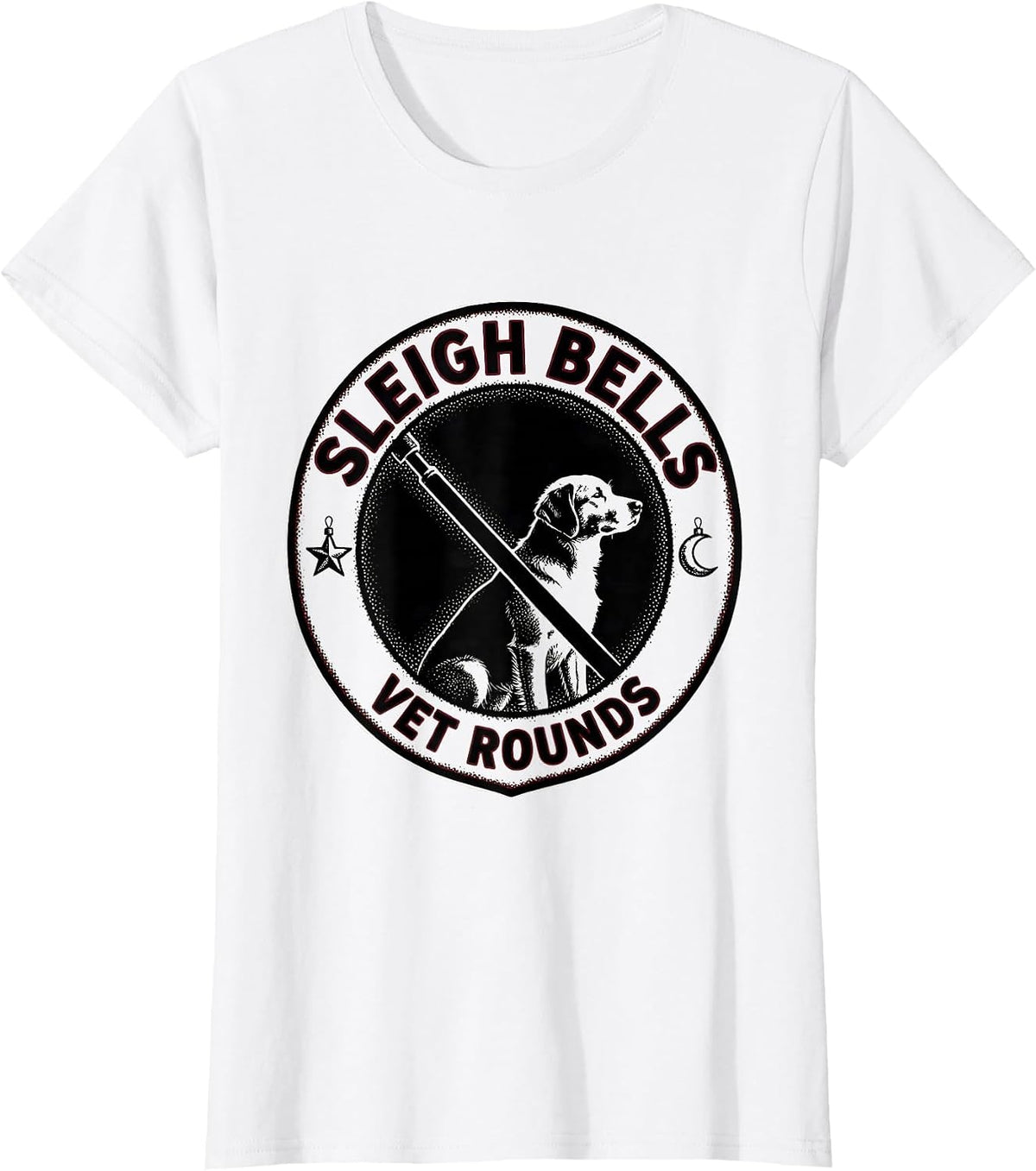 Women's Sleigh Bells, Vet Rounds Funny Veterinary Tech Christmas T-Shirt - White