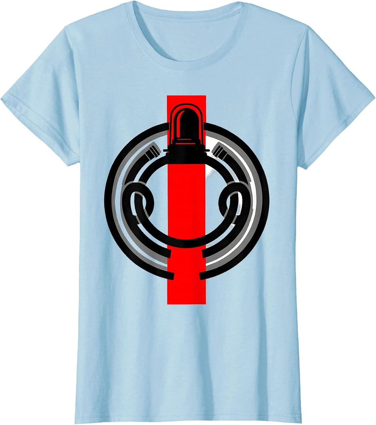 Women's Firefighter Beacon Light Dome Holiday Badge Screenprint T-Shirt - Baby Blue