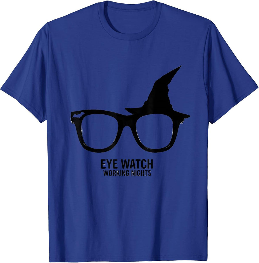 Eye Watch Working Nights Optometrist Halloween Pun Humor T-Shirt - Royal Blue
