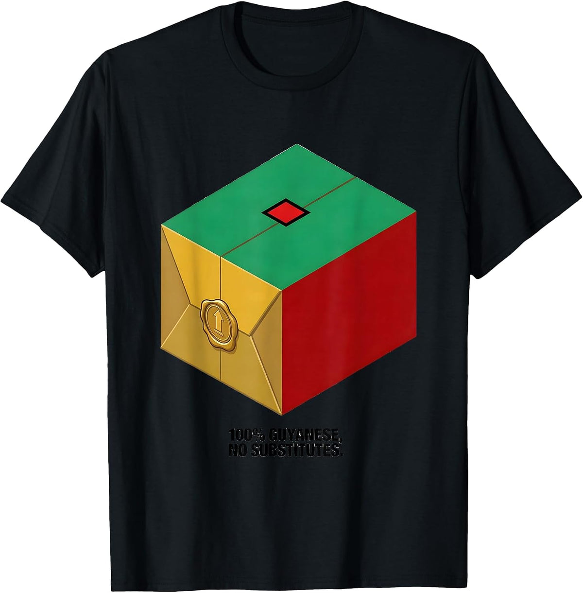 Men's 100% Guyanese No Substitutes Isometric Flag Pride T-Shirt - Black
