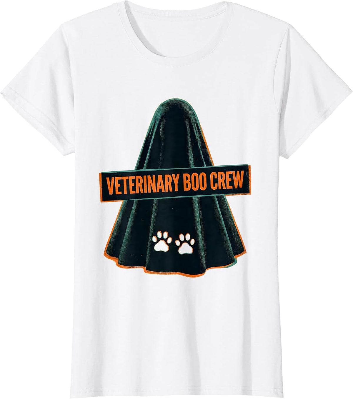 Veterinary Boo Crew Funny Vet Tech Halloween Workwear T-Shirt - White