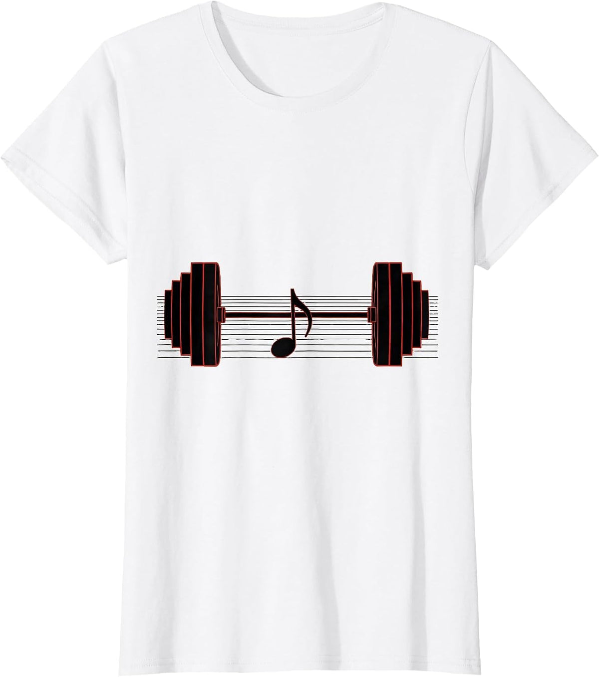Women's Barbell Staff Lines Musician Humor Music Teacher Gift T-Shirt - White