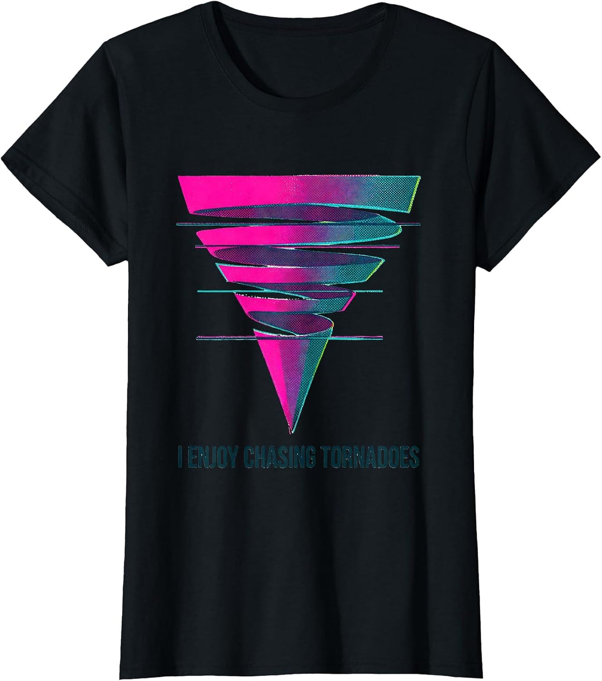 Women's I Enjoy Chasing Tornadoes Risograph Storm Chaser Meteorology T-Shirt - Black