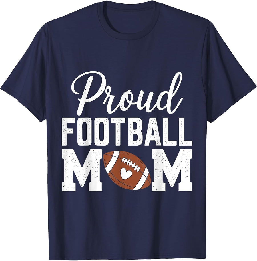 Proud Football Mom Funny Football Player Mom T-Shirt - Navy Blue
