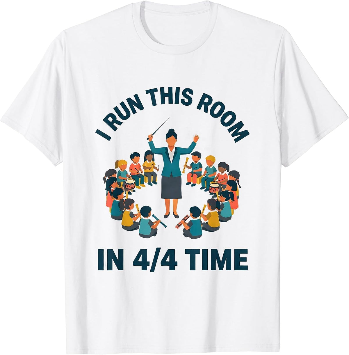 Men's I Run This Room In 4/4 Time Music Teacher Back To School T-Shirt - White
