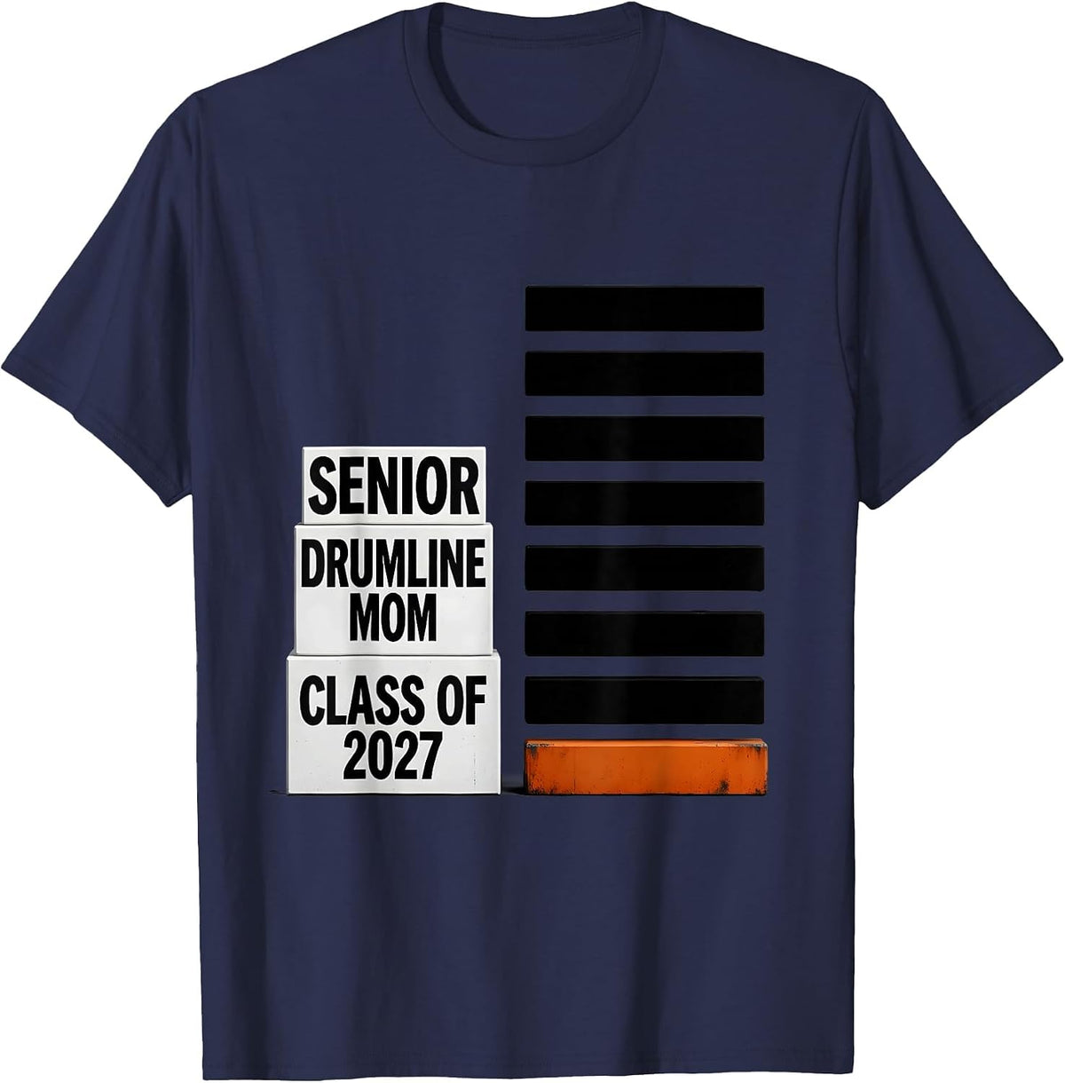 Senior Drumline Mom Class Of 2027 Marching Band Senior Night T-Shirt - Navy Blue