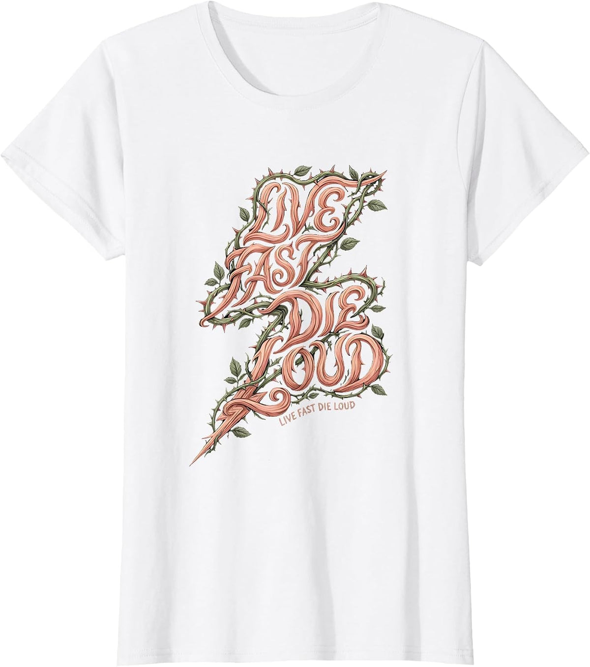 Live Fast Die Loud Punk Rock Graphic Design T-Shirt - White