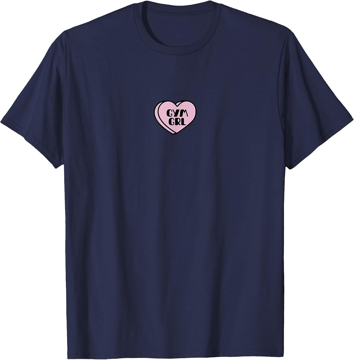Gym GRL Love Heart Valentines Candy Funny Workout Gymnastics T-Shirt - Navy Blue