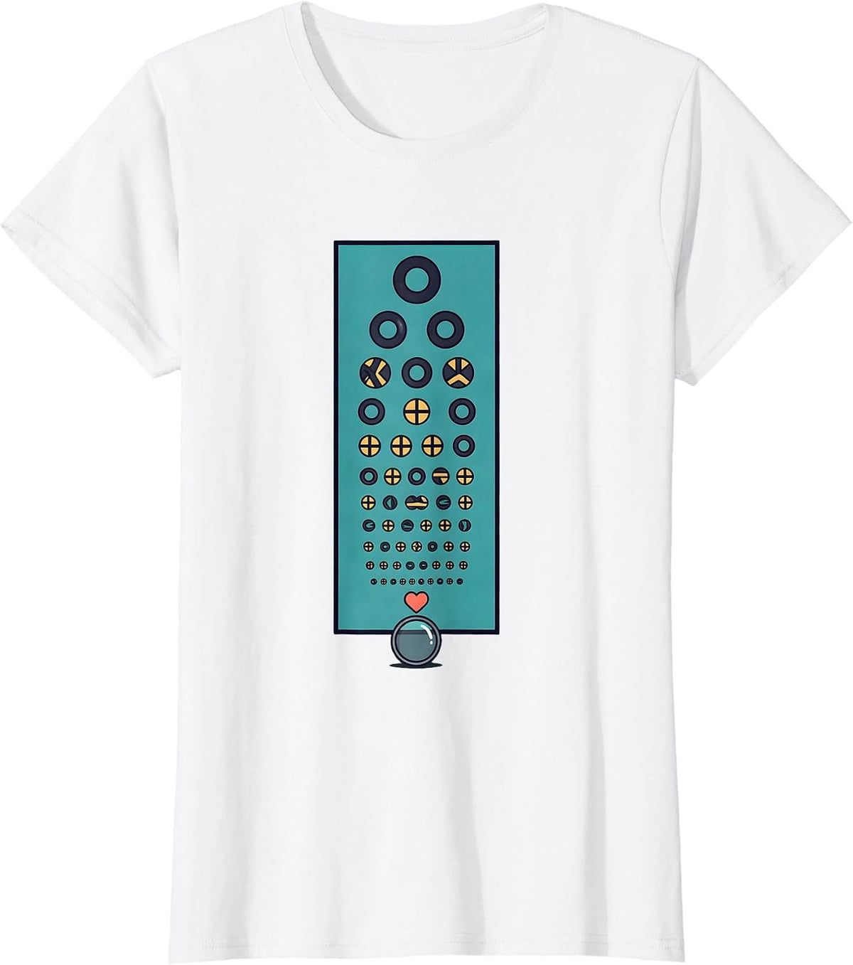 Women's Eye-Chart Heart Optometrist Valentine Humor T-Shirt - White