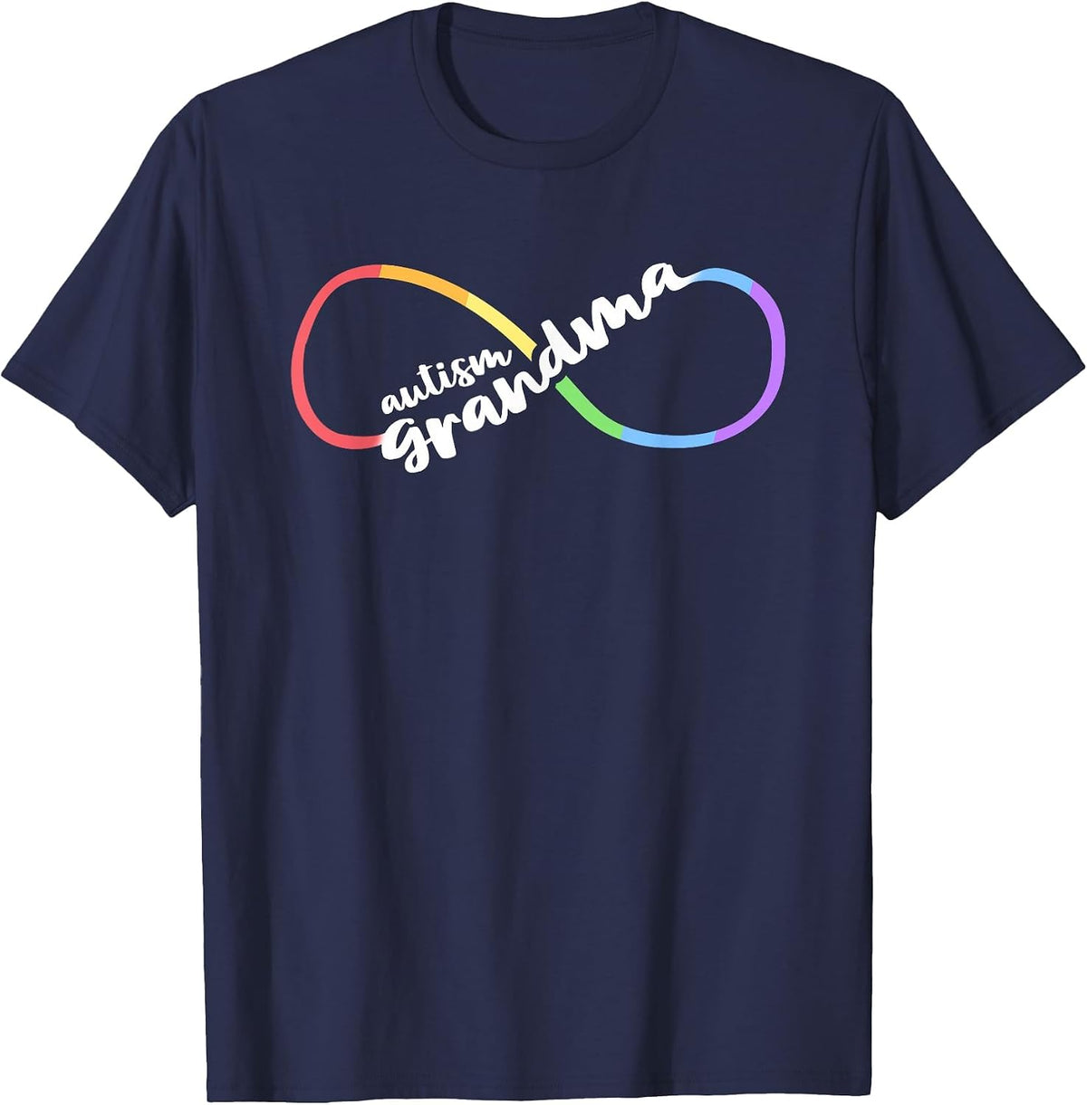 Family Autism Awareness Symbol for Grandma Rainbow T-Shirt - Navy Blue