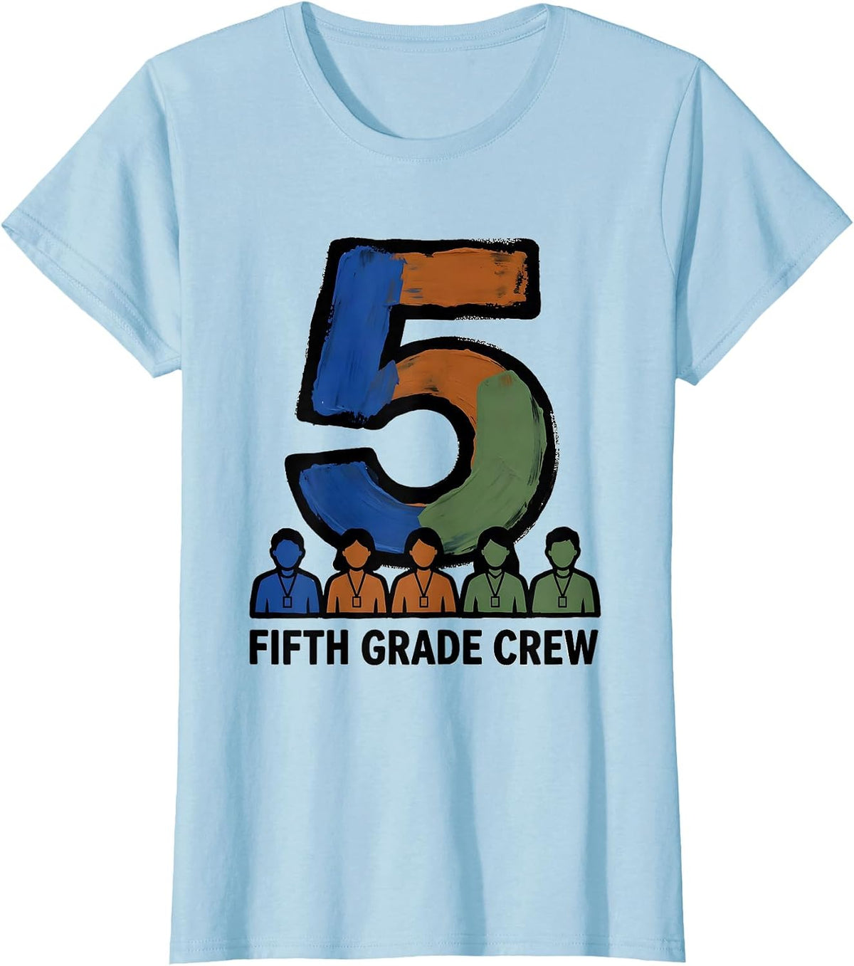 Fifth Grade Crew Playful Back to School Teacher Student T-Shirt - Baby Blue