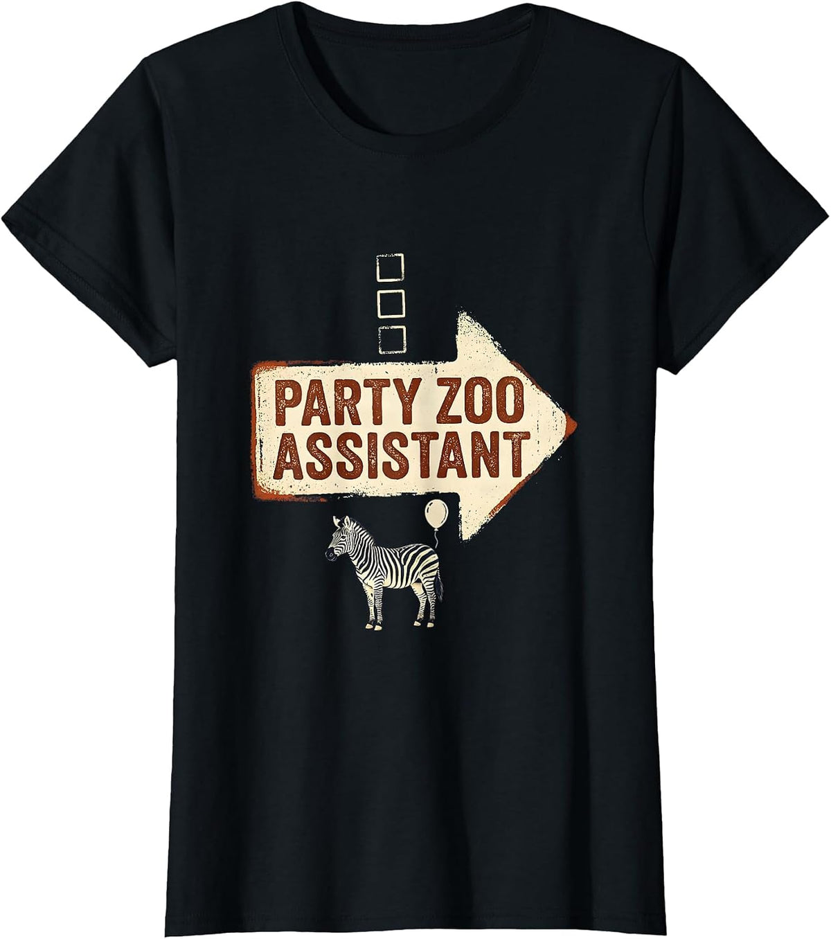 Party Zoo Assistant Rubber Stamp Safari Birthday Party T-Shirt - Black