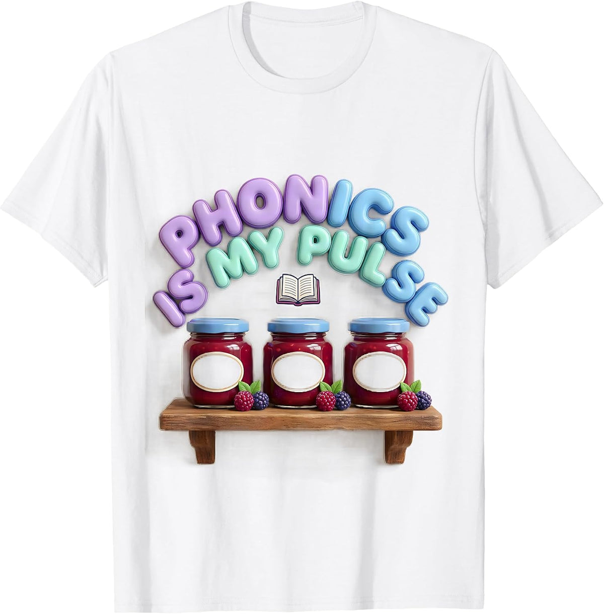 Phonics Is My Pulse Cute Kawaii Reading Teacher Literacy T-Shirt - White