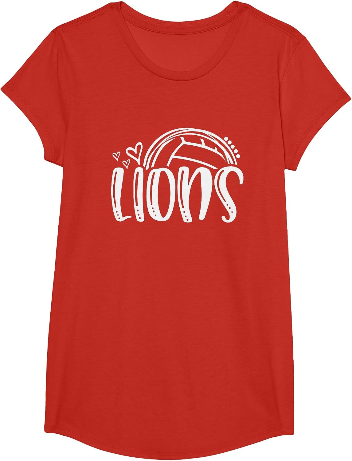 Volleyball Lions School Sports Fan Team Spirit T-Shirt - Girls Red