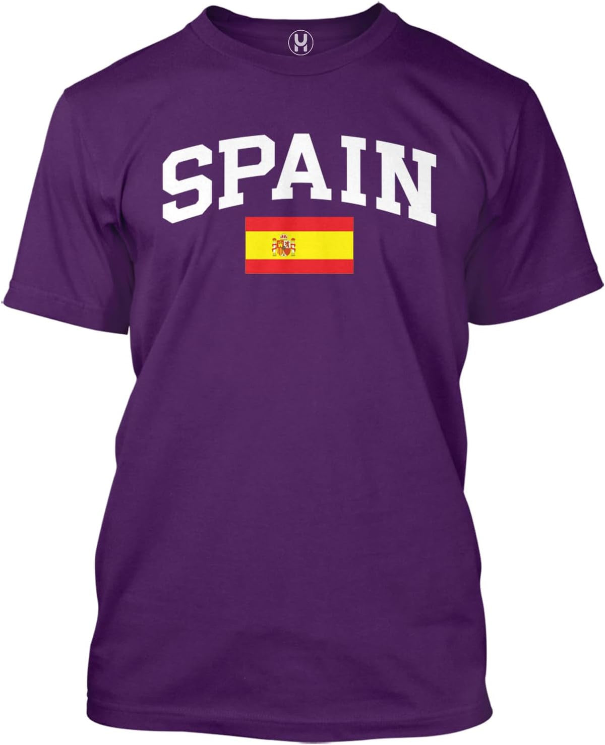 Haase Unlimited Spain Word with Flag - Spanish Culture Men's T-Shirt - Purple