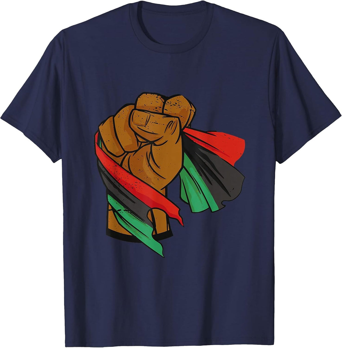 Black Liberation Flag Juneteenth Pan African UNIA Flag T-Shirt - Navy Blue