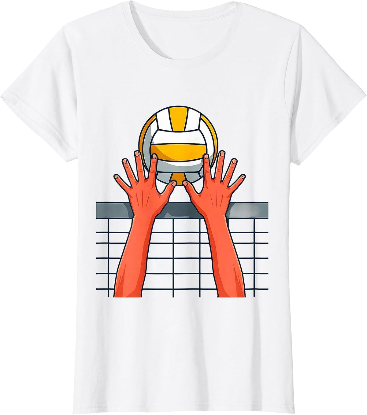 Women's Volleyball Block at the Net Graphic T-Shirt - White