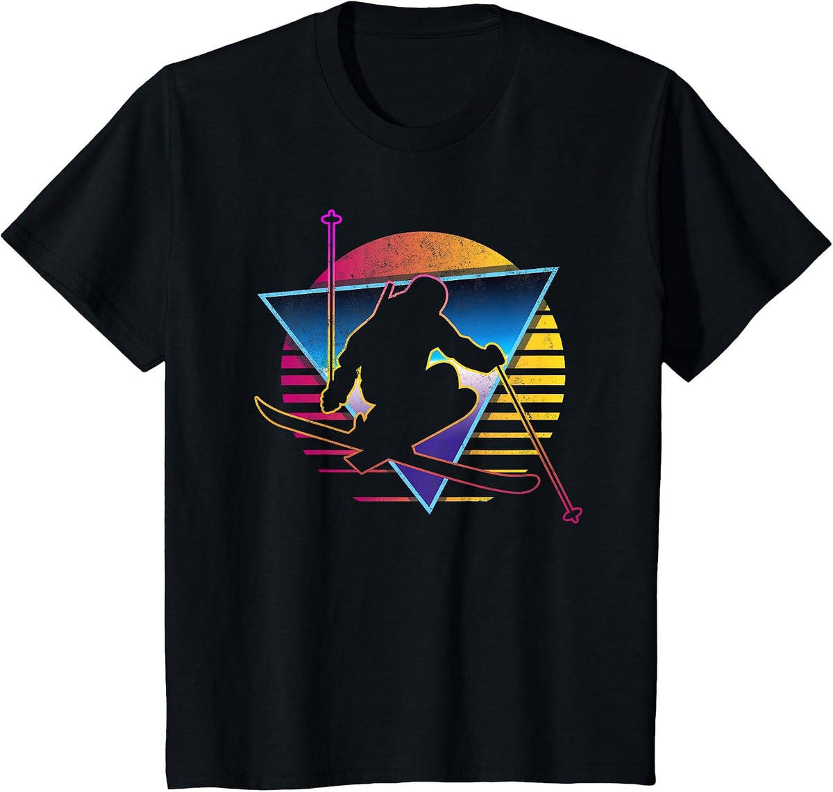Retro Vintage 80s Ski T-Shirt - Black