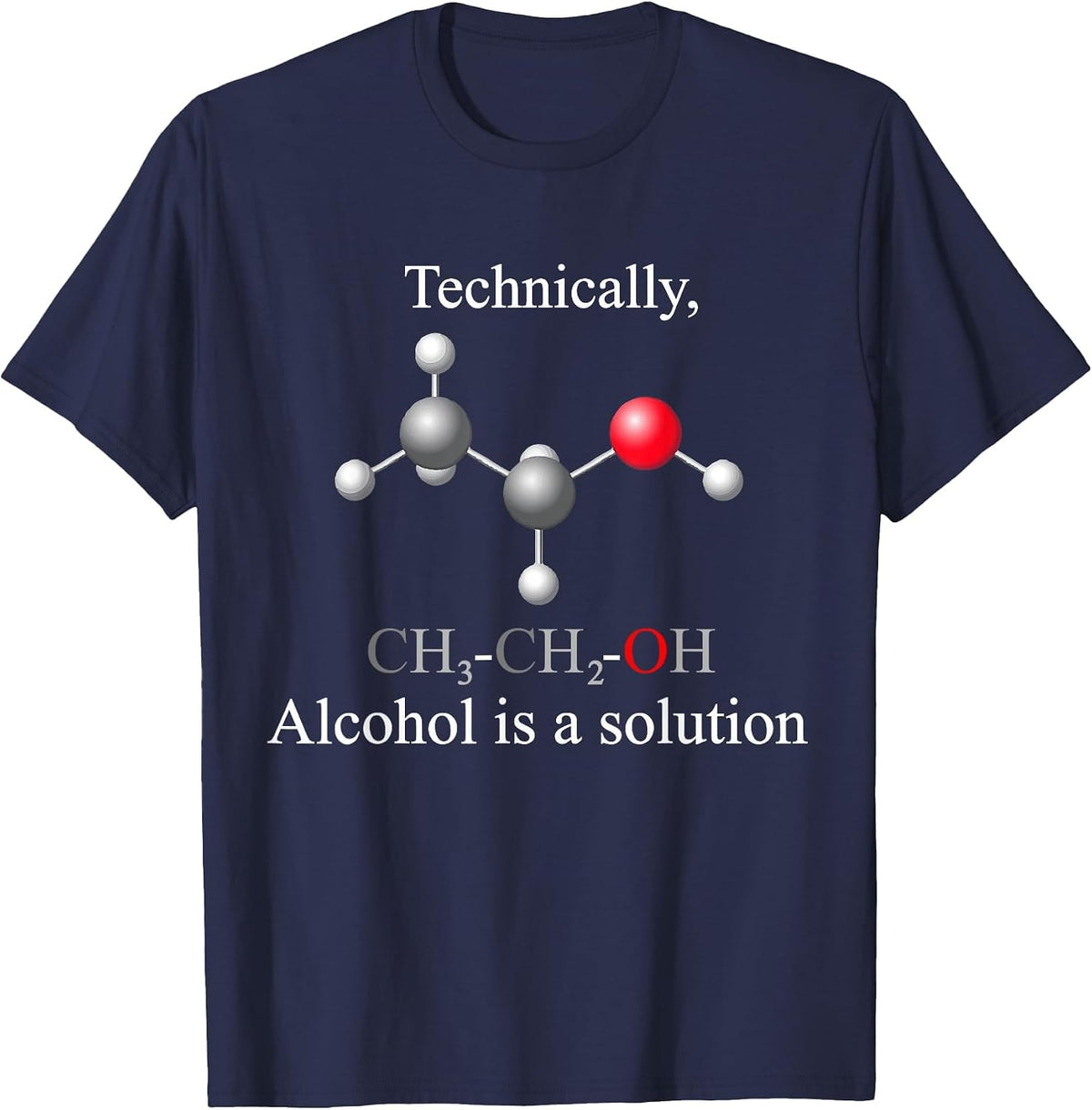 Technically, Alcohol is a Solution Funny Nerd Beer Chemistry T-Shirt - Navy Blue